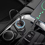 Автомобильное зарядное устройство HOCO NZ8 Sprinter 43W dual port PD25W+QC3.0 car charger set (C to iP) Brown