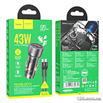 Автомобильное зарядное устройство HOCO NZ8 Sprinter 43W dual port PD25W+QC3.0 car charger set (C to iP) Brown
