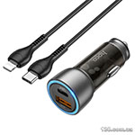 Автомобильное зарядное устройство HOCO NZ8 Sprinter 43W dual port PD25W+QC3.0 car charger set (C to iP) Brown