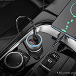 Car charger HOCO NZ8 Sprinter 43W dual port PD25W+QC3.0 car charger set (Type-C to Type-C) Blue
