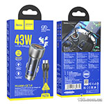 Car charger HOCO NZ8 Sprinter 43W dual port PD25W+QC3.0 car charger set (Type-C to Type-C) Blue