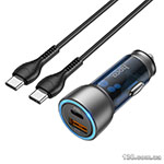 Car charger HOCO NZ8 Sprinter 43W dual port PD25W+QC3.0 car charger set (Type-C to Type-C) Blue