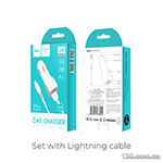 Автомобільний зарядний пристрій HOCO Z23 grand style dual-port car charger set with iP cable White