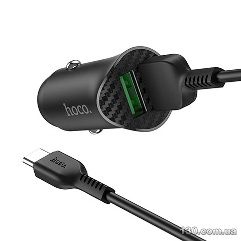 Автомобильное зарядное устройство HOCO Z39 Farsighted dual port QC3.0 18W set (Type-C) Black