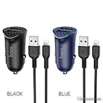 Car charger HOCO Z39 Farsighted dual port QC3.0 18W set (iP) Black