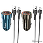 Автомобильное зарядное устройство HOCO Z46 Blue shield single port QC3.0 18W (Micro) Sapphire Blue