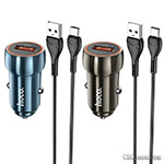Car charger HOCO Z46 Blue shield single port QC3.0 18W (Type-C) Metal Gray