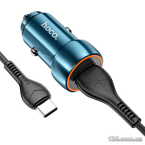 Car charger HOCO Z46 Blue shield single port QC3.0 18W (Type-C) Sapphire Blue