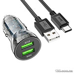 Автомобильное зарядное устройство HOCO Z47 Transparent Discovery Edition dual port QC3.0 18W (Type-C) Transparent Black