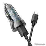 Автомобильное зарядное устройство HOCO Z47 Transparent Discovery Edition dual port QC3.0 18W (Type-C) Transparent Black