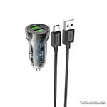 Автомобильное зарядное устройство HOCO Z47 Transparent Discovery Edition dual port QC3.0 18W (Type-C) Transparent Black