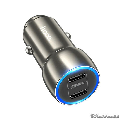 Автомобильное зарядное устройство HOCO Z48 Tough 40W dual port (2C) car charger Metal Gray