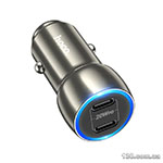 Автомобільний зарядний пристрій HOCO Z48 Tough 40W dual port (2C) car charger Metal Gray