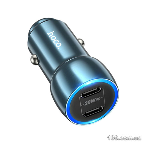 Автомобильное зарядное устройство HOCO Z48 Tough 40W dual port (2C) car charger Sapphire Blue