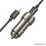 Автомобільний зарядний пристрій HOCO Z48 Tough 40W dual port (2C) car charger set (C to iP) Metal Gray