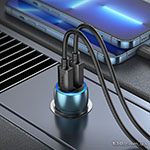 Автомобильное зарядное устройство HOCO Z48 Tough 40W dual port (2C) car charger set (C to iP) Sapphire Blue