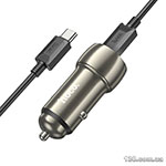 Автомобильное зарядное устройство HOCO Z48 Tough 40W dual port (2C) car charger set (Type-C to Type-C) Metal Gray