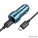 Car charger HOCO Z48 Tough 40W dual port (2C) car charger set (Type-C to Type-C) Sapphire Blue