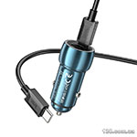 Car charger HOCO Z48 Tough 40W dual port (2C) car charger set (Type-C to Type-C) Sapphire Blue