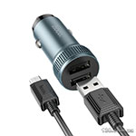 Автомобильное зарядное устройство HOCO Z49 Level dual port car charger set (Micro) Metal Gray