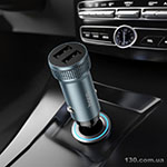Автомобильное зарядное устройство HOCO Z49 Level dual port car charger set (Micro) Metal Gray