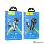 Автомобильное зарядное устройство HOCO Z49 Level dual port car charger set (Micro) Metal Gray