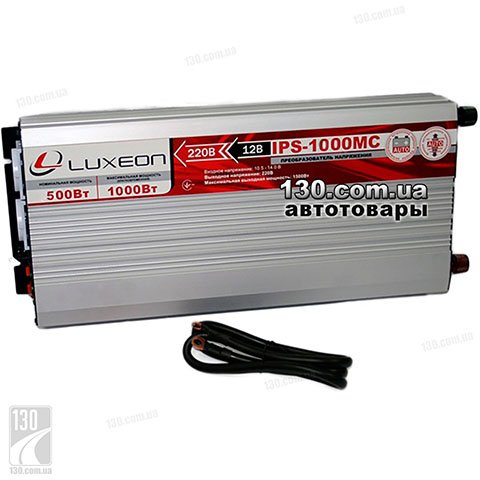 Автомобільний перетворювач напруги (інвертор) Luxeon IPS-1000MC 12 в 220 Вольт (макс. 1000 Вт) з функцією заряду акумулятора (12 В, 5 А)