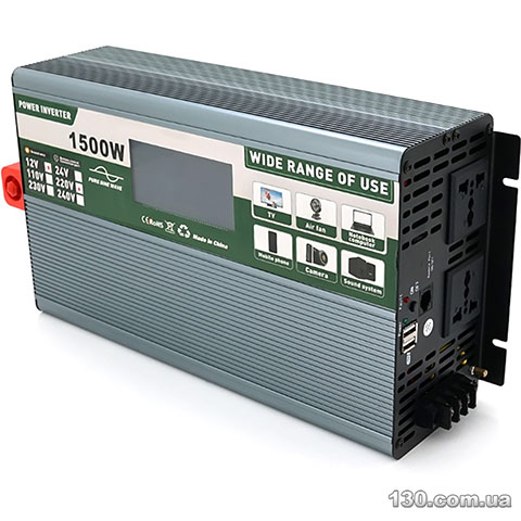 Demuda DMDPSW-1500W — автомобільний перетворювач напруги (інвертор) 12V/220V, 1500W з правильною синусоїдою, 2 універсальні розетки, 2 USB,…