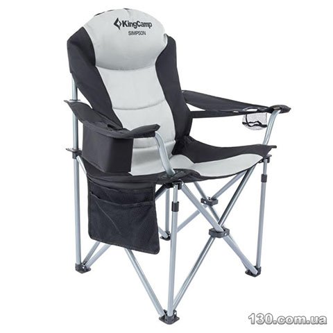 Folding chair KingCamp Deluxe Hard Arms Chair (KC3888 BLACK/MID GREY)