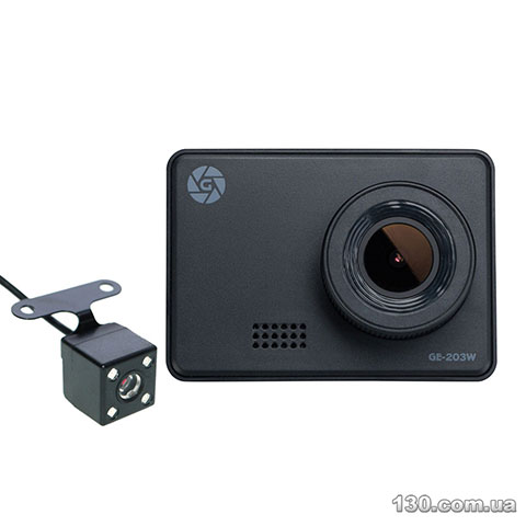 Автомобильный видеорегистратор Globex GE-203W Dual Cam c дисплеем, Wi-Fi и двумя камерами
