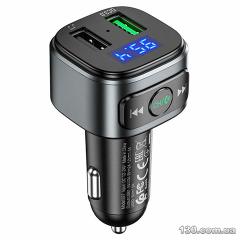 FM-модулятор HOCO E67 Fighter QC3.0 18W car BT FM transmitter Black