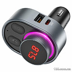 FM-модулятор HOCO E72 Alegria PD30W car BT FM transmitter Metal Gray