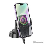 Car holder HOCO HW27 Traveler infrared RGB wireless fast charging car holder (center console) Black metal gray