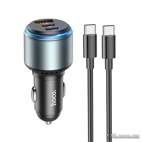 Автомобильное зарядное устройство HOCO NZ9 Galloper 95W three-port (2C1A) car charger set (Type-C to Type-C) Black