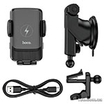 Автомобільний тримач HOCO S35 Smart alignment wireless charging car holder Black