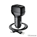 Автомобильное зарядное устройство HOCO Z36 Leader dual port car charger set (Type-C) Black