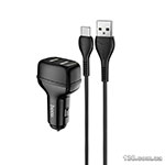 Автомобильное зарядное устройство HOCO Z36 Leader dual port car charger set (Type-C) Black