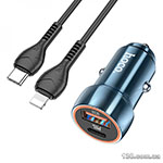 Автомобільний зарядний пристрій HOCO Z46A Blue whale PD20W+QC3.0 car charger set (C to iP) Sapphire Blue