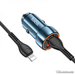 Автомобільний зарядний пристрій HOCO Z46A Blue whale PD20W+QC3.0 car charger set (C to iP) Sapphire Blue