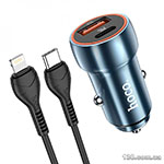 Автомобільний зарядний пристрій HOCO Z46A Blue whale PD20W+QC3.0 car charger set (C to iP) Sapphire Blue