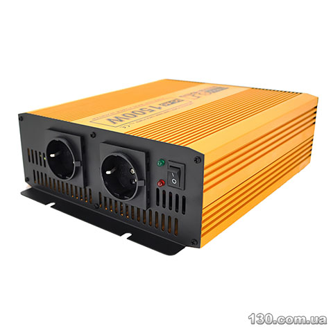 Mexxsun MXSPSW-1500 — автомобільний перетворювач напруги (інвертор) 12V/220V, 1500W з правільною синусоїдою, 2 Shuko, клемні дроти, Q4