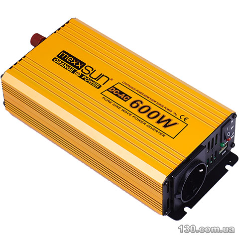 Автомобільний перетворювач напруги (інвертор) Mexxsun MXSPSW-600 12V/220V, 600W з правильною синусоїдою, 1 Shuko, 1 USB, клемні дроти, Q8