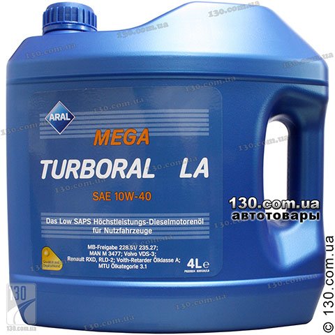 Aral MegaTurboral LA SAE 10W-40 — моторное масло полусинтетическое — 4 л для грузовых автомобилей