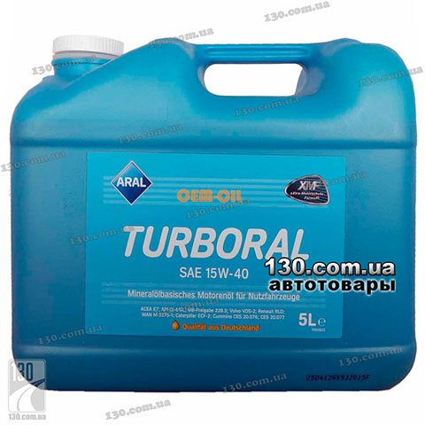 Aral Turboral SAE 15W-40 — моторное масло полусинтетическое — 5 л для грузовых автомобилей