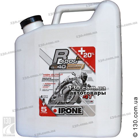 Ipone R4000RS 10W-40 — semi-synthetic motor oil — 4 L for 4-stroke motorcycles