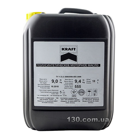 Моторное масло полусинтетическое Kraft Engine SAE 10W-40 — 10 л