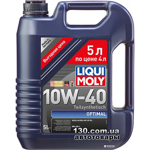 Моторное масло полусинтетическое Liqui Moly Optimal 10W-40 — 5 л