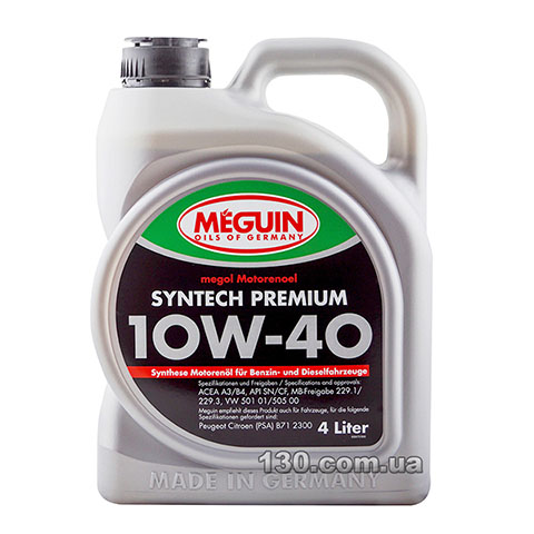 Meguin Syntech Premium SAE 10W-40 — моторне мастило напівсинтетичне — 4 л
