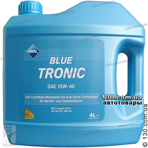 Aral BlueTronic SAE 10W-40 — semi-synthetic motor oil — 4 L for cars