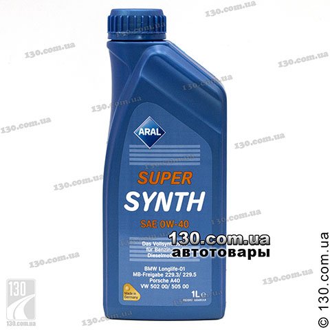 Aral SuperSynth SAE 0W-40 — моторне мастило синтетичне — 1 л для легкових автомобілів